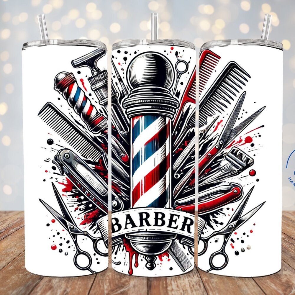 Barber Shop Tumbler, Barber Tools Tumbler, Barber Pole Tumbler, Travel Tumbler